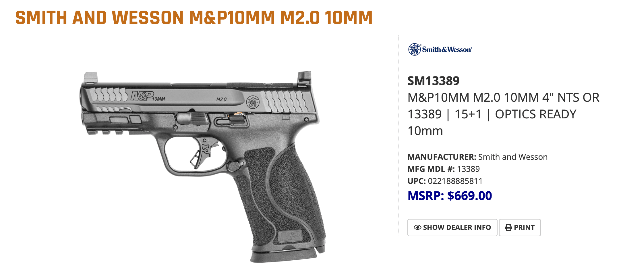 Smith & Wesson M&P 10MM 2.0